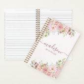 赤面ピンク水彩バラ花フローラTodoリスト ノートブック (内側)