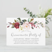 赤面ピンク水彩フラワーズキンセアニェラパーティー 招待状 (スタンド正面)
