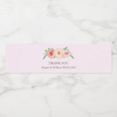 赤面ピンク水彩フローラ水瓶ラベル ペットボトルラベル (シングルラベル)