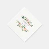 赤面ピンク水彩フローラ結婚ズ スタンダードカクテルナプキン (角)