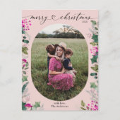 赤面ピンク水彩写真クリスマスポストカード シーズンポストカード (正面)