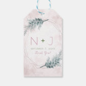 赤面ピンク水彩幾何学植物学結婚院 ギフトタグ (裏面)