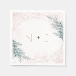 赤面ピンク水彩幾何学植物学結婚院 スタンダードカクテルナプキン