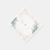 赤面ピンク水彩幾何学植物学結婚院 スタンダードカクテルナプキン (角)