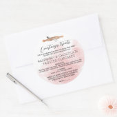 赤面ピンク水彩書道コテージ法食 ラウンドシール (封筒)