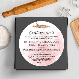 赤面ピンク水彩書道コテージ法食 ラウンドシール