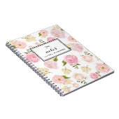 赤面ピンク水彩牡丹パターパーソナライズされたン ノートブック (右側)