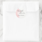 赤面ピンク水彩筆跡カードシール ラウンドシール (バッグ)