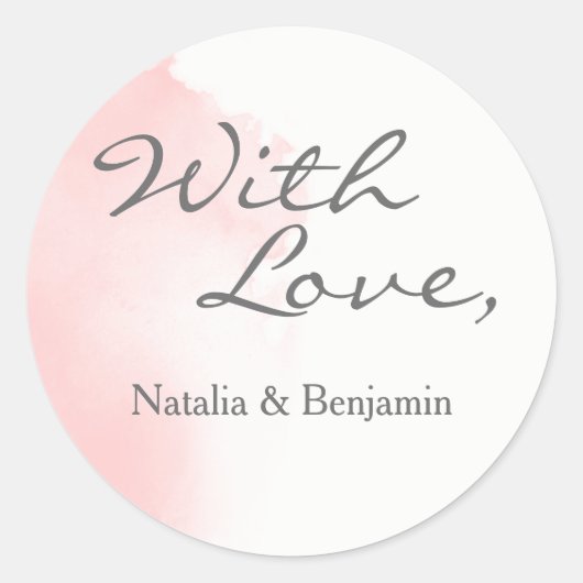 赤面ピンク水彩筆跡カードシール ラウンドシール (正面)