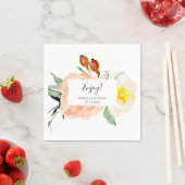 赤面ピンク水彩結婚花 スタンダードカクテルナプキン (インサイチュ)