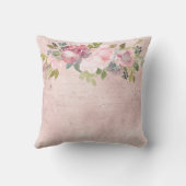 赤面ピンク水彩花模様オン動揺して赤面  クッション (裏面)