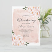 赤面ピンク水彩花《キリスト教》洗礼式や命名式バプテスマ 招待状 (スタンド正面)
