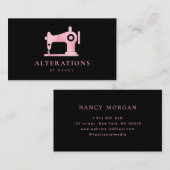 赤面ピンク水彩裁縫機 名刺 (正面/裏面)