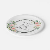 赤面ピンク水彩開花ベビーシャワー ペーパープレート (アングル)