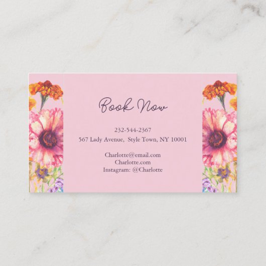 赤面ピンク水彩 名刺 (裏面)