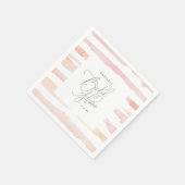 赤面ピンク水色ストライプブライダルシャワー スタンダードカクテルナプキン (角)