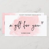 赤面ピンク水色ハートロゴギフト券 (正面/裏面)