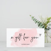 赤面ピンク水色ハートロゴギフト券 (スタンド正面)