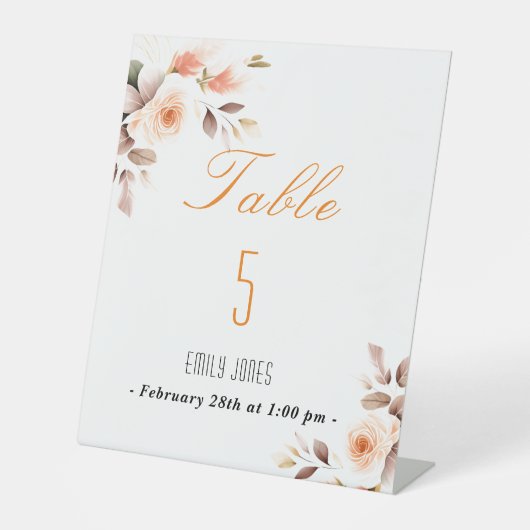 赤面ピンク水色バラフローラブライダルシャワー 台座サイン (正面)