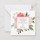 赤面ピンク水色バラベビーノートカード ノートカード (裏面)