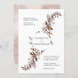 赤面ピンク水色フローラバラ結婚ズ 招待状