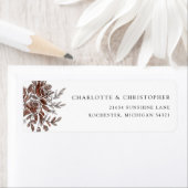 赤面ピンク水色フローラ差出人住所 ラベル (インサイチュ)