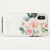 赤面ピンク水色フローラ（名前） Case-Mate iPhoneケース (裏面(横))