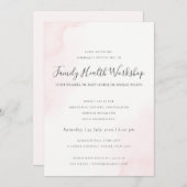 赤面ピンク水色ブラシストローク作業イベント 招待状 (正面/裏面)