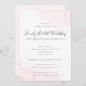 赤面ピンク水色ブラシストローク作業イベント 招待状 (正面/裏面)