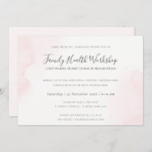 赤面ピンク水色ブラシストローク作業イベント 招待状 (正面/裏面)