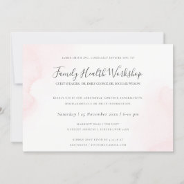 赤面ピンク水色ブラシストローク作業イベント 招待状