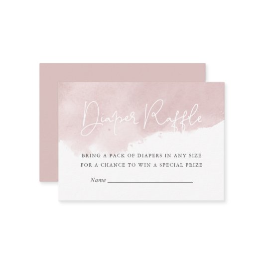 赤面ピンク水色ベビーシャワーおむつラッフル エンクロージャーカード (正面/裏面インサイチュ)