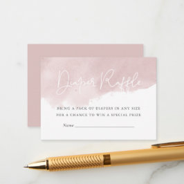 赤面ピンク水色ベビーシャワーおむつラッフル エンクロージャーカード