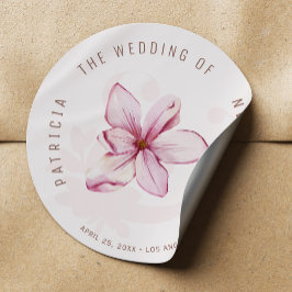 赤面ピンク水色マグノリア結婚花 ラウンドシール