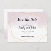 赤面ピンク水色金ゴールド幾何学日付を保存 ポストカード (正面/裏面)