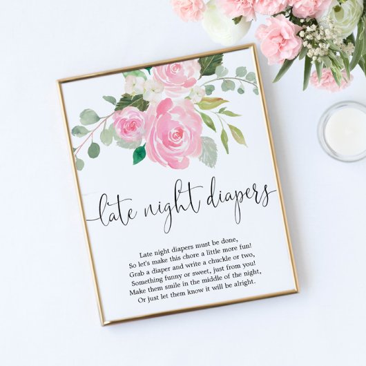 赤面ピンク深夜おむつ赤ちゃんシャワーゲーム ポスター