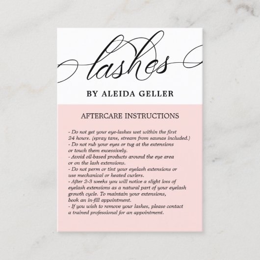 赤面ピンク渦巻形のスクリプトラッシュアーティストアフターケア 名刺 (正面)