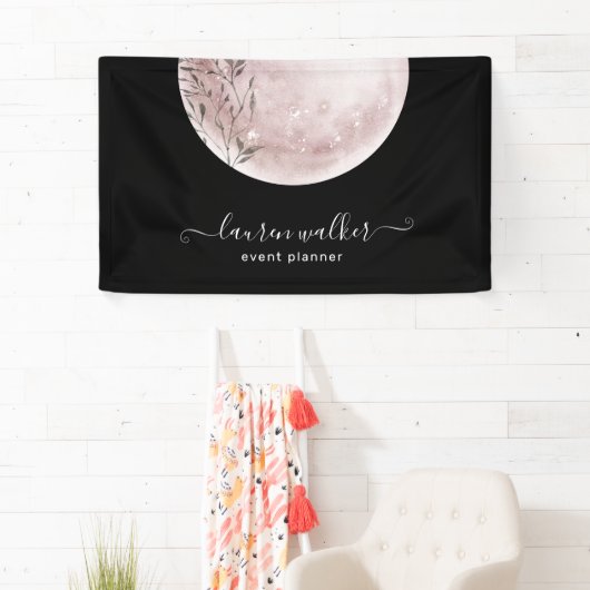 赤面ピンク満月エレガント 横断幕 (インサイチュ)