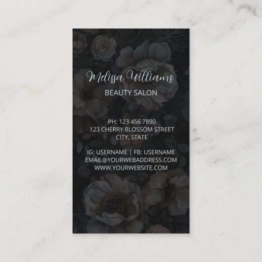 赤面ピンク濃色の花 名刺 (裏面)