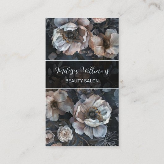 赤面ピンク濃色の花 名刺 (正面)