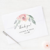 赤面ピンク灰色のフローラシンプルのエレガント好意 ラウンドシール (封筒)