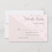 赤面ピンク灰色の大理石モダン結婚式の出欠 招待状 (正面)