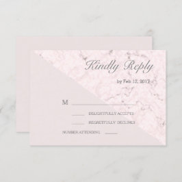 赤面ピンク灰色の大理石モダン結婚式の出欠 招待状