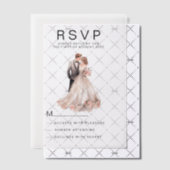 赤面ピンク灰色フローラカップル写真RSVP ベラム紙招待状 (オフセット (招待状))