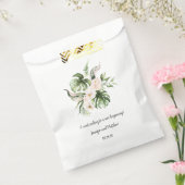 赤面ピンク熱帯フローラ結婚式の引き出物 フェイバーバッグ (封をした状態)