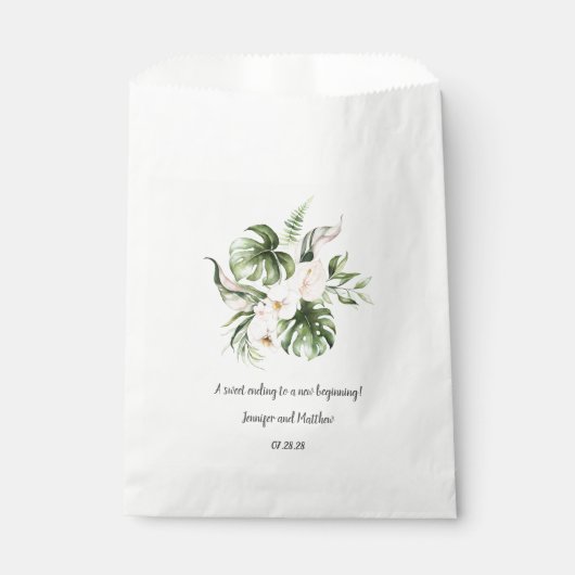 赤面ピンク熱帯フローラ結婚式の引き出物 フェイバーバッグ (正面)