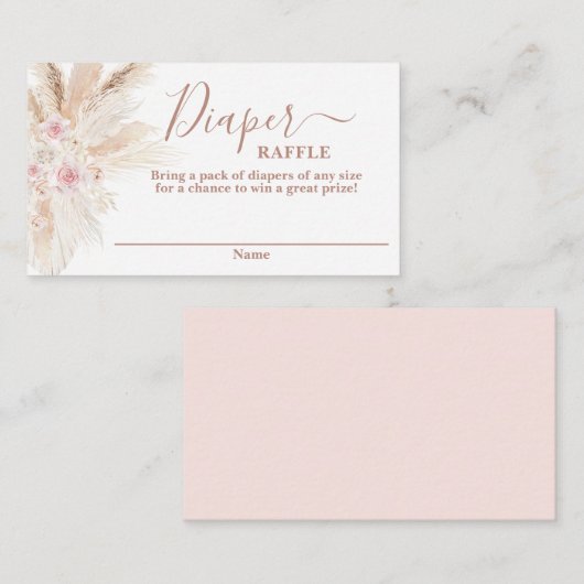 赤面ピンク熱帯赤ちゃんシャワーおむつラッフルカード エンクロージャーカード (正面/裏面)