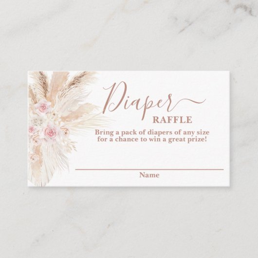 赤面ピンク熱帯赤ちゃんシャワーおむつラッフルカード エンクロージャーカード (正面)