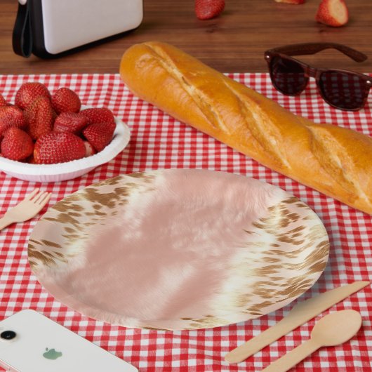 赤面ピンク牛アニマルプリント ペーパープレート (ピクニック)