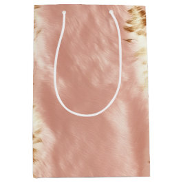赤面ピンク牛アニマルプリント ミディアムペーパーバッグ